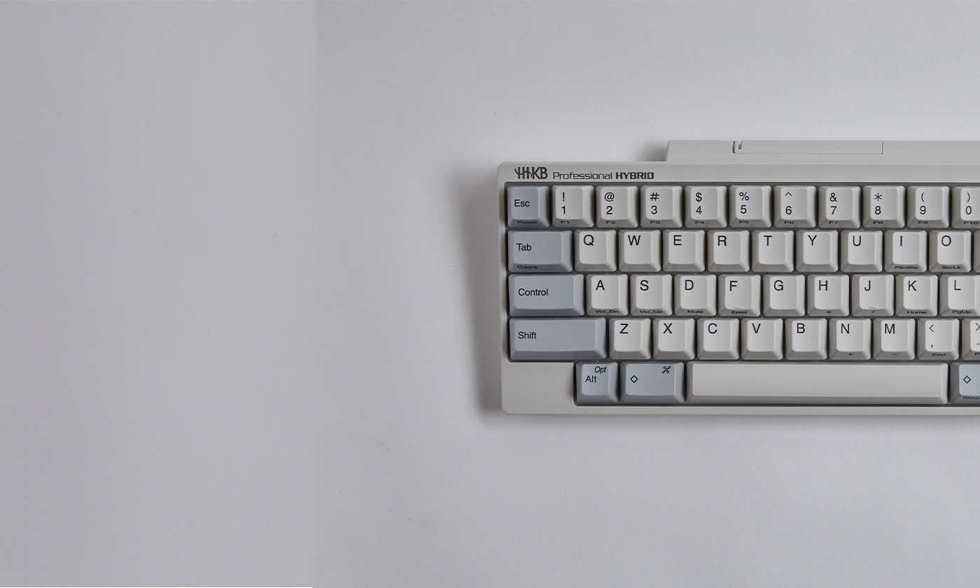 HHKB Hybrid Type-S in White with printed keycaps