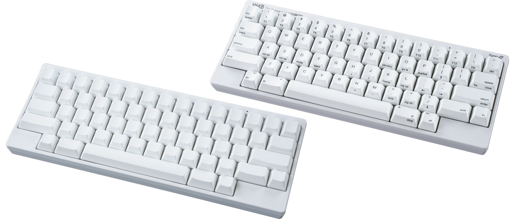 HHKB HYBRID Type S Snow printed and blank keyboards